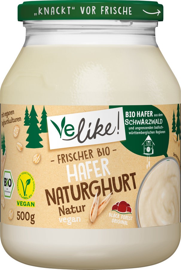 Velike! Hafer Joghurt Natur, 500 gr Glas - Der Velike! frische Bio Hafer Naturghurt Natur - die erste frische, vegane Joghurtalternative im Mehrwegglas mit regionaler Herkunftsgarantie!